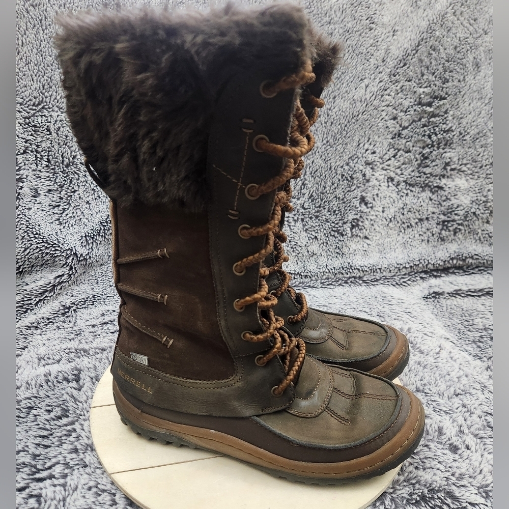 MERRELL Decora Prelude Winter Snow Boot Waterproof Faux Fur Tall 200g Women's 7